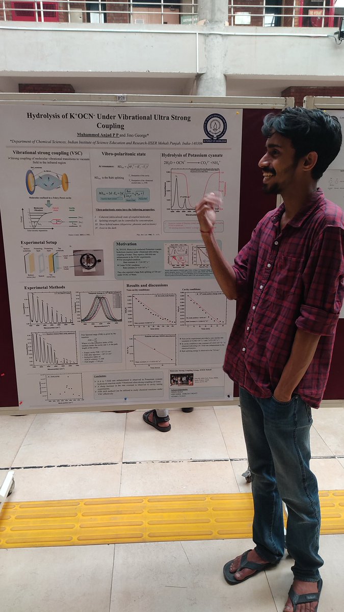 AnjadAju's tweet image. Poster presentation:Hydrolysis of potassium cyanate under vibrational strong coupling. 
Heartfelt gratitude to the beautiful souls I have met during this fruitful endeavor 
#polariton #strongcoupling
