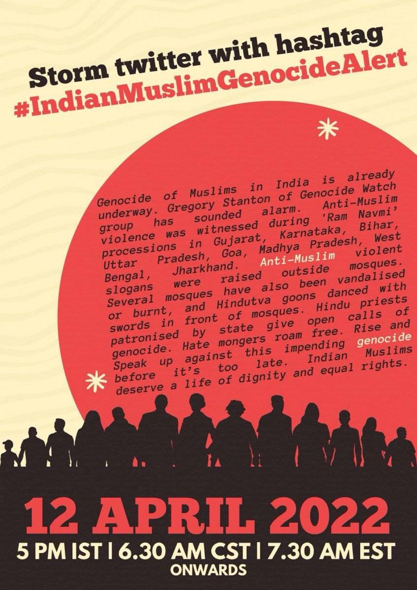 Twitter storm starting now: #IndianMuslimGenocideAlert Please join, to challenge the Orwellian propaganda which turns perpetrators into victims, and which has infused the mainstream media in India. We must not remain silent today!
