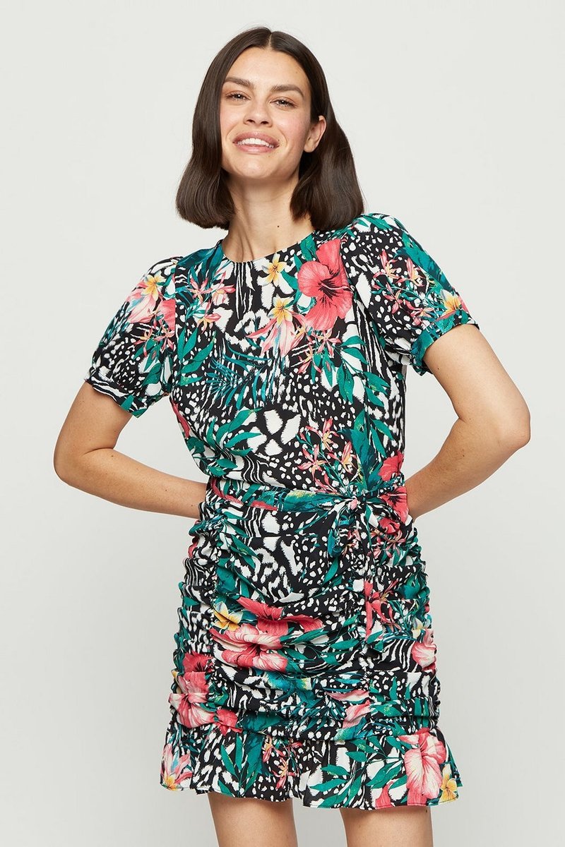 RRP £35 Shush £12 😍 Ex-DP Tropical Ruched Dress. Striking and perfect for the summer. Sizes are limited now girls so don't miss out (8-22 online) bit.ly/3KpNXXI