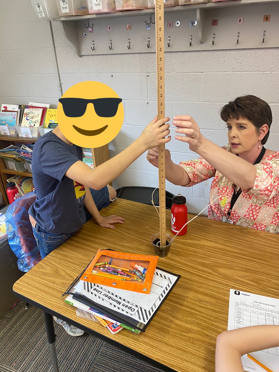Measuring our plant growth in second grade. We are testing to see if the amount of sunlight that the plants have an effect on how much they grow! These cougars love science!! <a href="/PawsforCougars/">Clearfield Elementary</a> #LearnersTodayLeadersTomorrow #cantspellsuccesswithoutCES