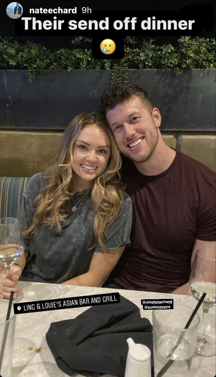 claysieftw's tweet photo. #Claysie’s send off dinner with Clayton‘s brother Nate as they get ready to leave for their road trip this week! 🥰🚐🛣

@ThenSusieSaid 
@ClaytonEchard 

#TheBachelor
#TheBachelorette https://t.co/pIhQdnSGhV