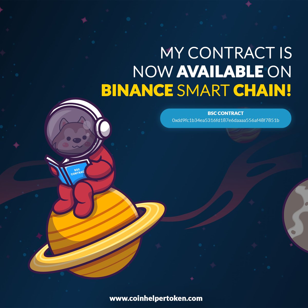coinhelpertoken's tweet photo. ✔️ My contract is now available on Binance Smart Chain!
🐶💪💪
🚀BSC Contract: 0xdD9fc1B34EA5316Fd187E6dAAaA556AF48f7851b
$CHT #CoinHelperToken #blockchain #token #bitcoin #crypto https://t.co/twInU92H5p
