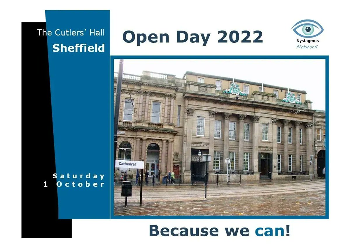 NystagmusUK's tweet image. We are tentatively announcing that our first physical Open Day since 2019 will go ahead on Saturday 1 October in Sheffield.
Open Day is THE event to meet other people living with #Nystagmus.
If you'd like to be among the first to hear about it, email us at info@nystagmusnet.org
