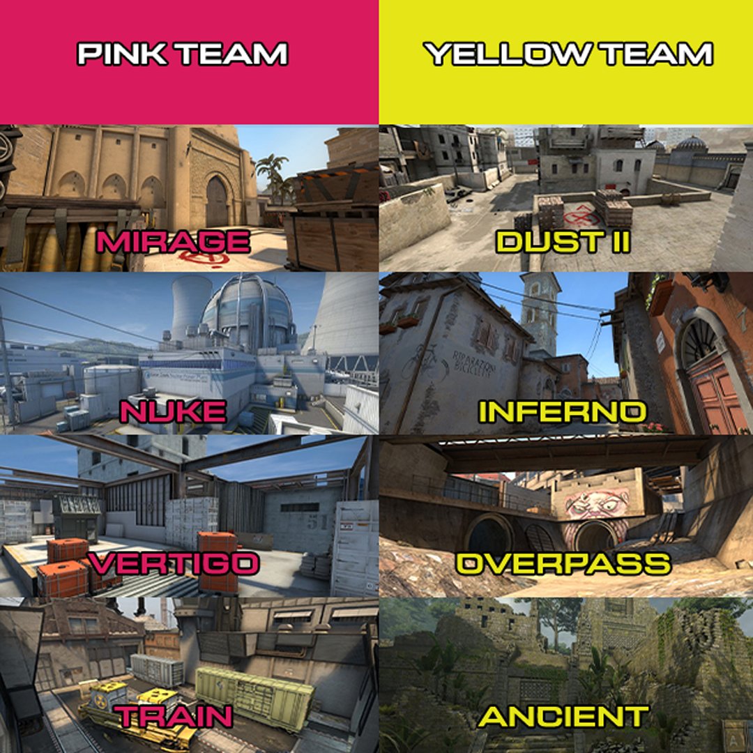 iesf_official's tweet photo. We all have our favorite CS:GO maps.

Are you team pink or team yellow? 🤔😀

Tell us in the comments! 🟣 🟡

#WorldEsports #IESF #csgomaps https://t.co/5rXHdKb4Ye