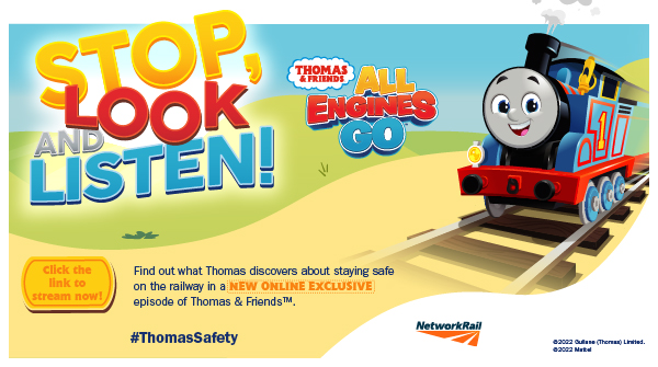 NetworkRailBHM's tweet photo. 🚂Thomas is out and about on another adventure - this time he’s learning all about how to stay safe on the railway
📺Watch the exclusive new episode of Thomas & Friends™ here:
👉https://t.co/nIprIcVWO4
#ThomasSafety @ThomasFriends https://t.co/6mU3RPLZug
