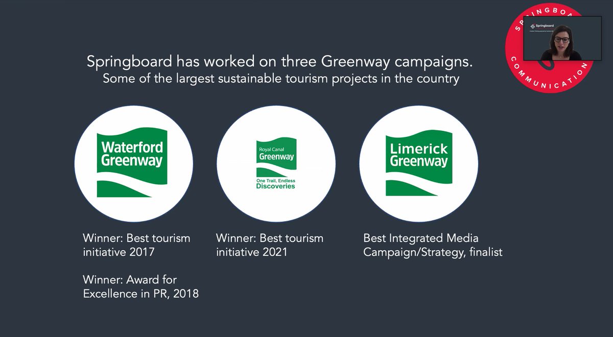 SpringboardCom's tweet photo. Great insights so far from our MD @Susie_Horgan speaking at the @CorkPr event this afternoon. 

Susie shares her insights in setting up a campaign for success with a focus on the work Springboard Communications carried out for Ireland’s Greenways.💡 

#PowerOfPR https://t.co/qTTWmNsHzP