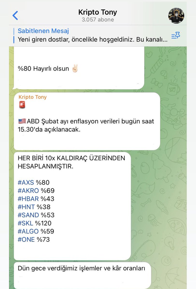 kripto_tony's tweet photo. DÜN GECE TELEGRAMDA VERDİĞİM İŞLEMLERİN TOPLAM KÂR ORANI %535 🔥
KATILMAK İSTEYENLER VE LİNK SORANLAR İÇİN AŞAĞIYA BIRAKTIM 
👇🏻

https://t.co/wlLklzuolk

#Bitcoin https://t.co/wH1t6JlGk4