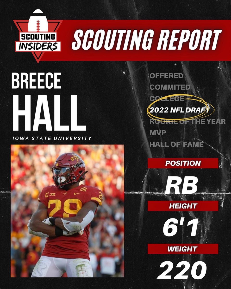 S_Insiders's tweet photo. 2022 NFL Draft Scouting Report: Breece Hall, Running Back from Iowa State #NCAA #ncaafootball #collegefootball #college #football #CFB #sports #NFL #NFLDraft #nflmemes #nflfootball #nflnews #philly #buccaneers #dolphins #broncos #Nike #NBA #MLB #iowastate  #iowastatefootball https://t.co/RqrpjljheY