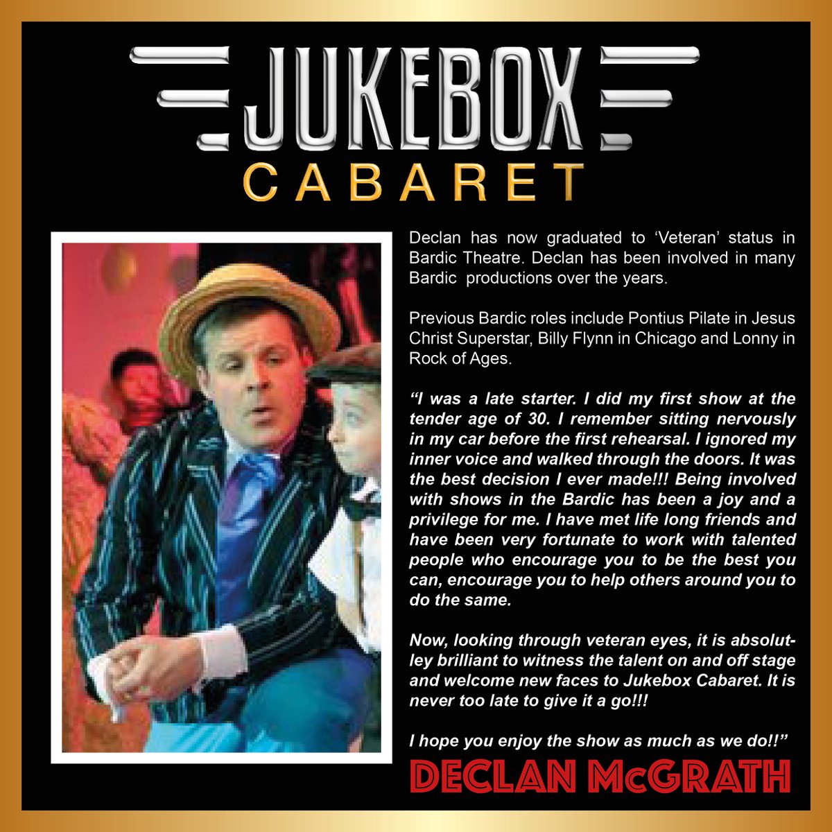 Say HELLO to Dec McGrath (&amp; artist director of <a href="/castlehillplays/">CastleHillTheatreGrp</a>) ahead of JUKEBOX CABARET.

Opens Friday 06 May • Book Here: bit.ly/363V9tI