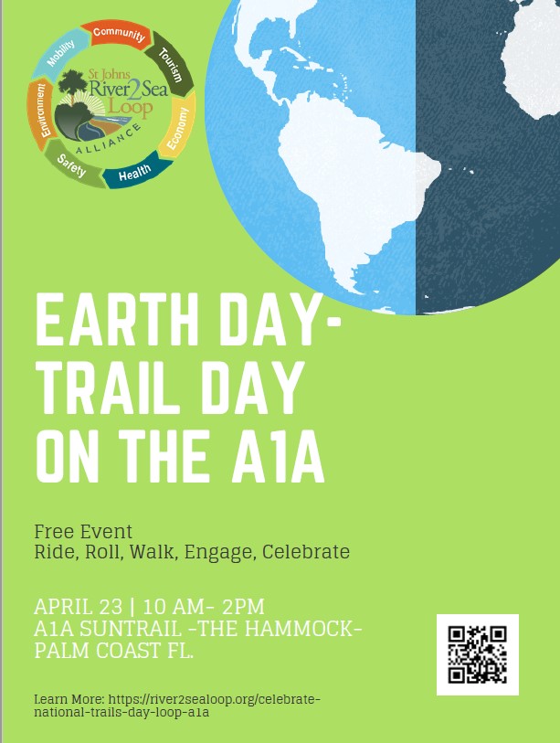SJR2C's tweet photo. 4/23 National Trails Day  and Trails Day on A1A!  #TrailsDayonA1A   get out on the Loop walking, jogging, pedaling, rolling and participating in Parade, Scavenger Hunt (prices!) &amp; all the fun activities.  Details https://t.co/sPrnZfydU1  Please share https://t.co/TwzkMb24gv