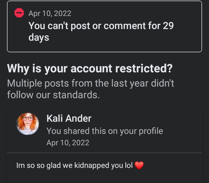 AfternoonFog's tweet photo. A-are you kidding me, @Meta? 👀
#Facebook #facebookjail #sofuckingstupid https://t.co/sLq7HWZDFE