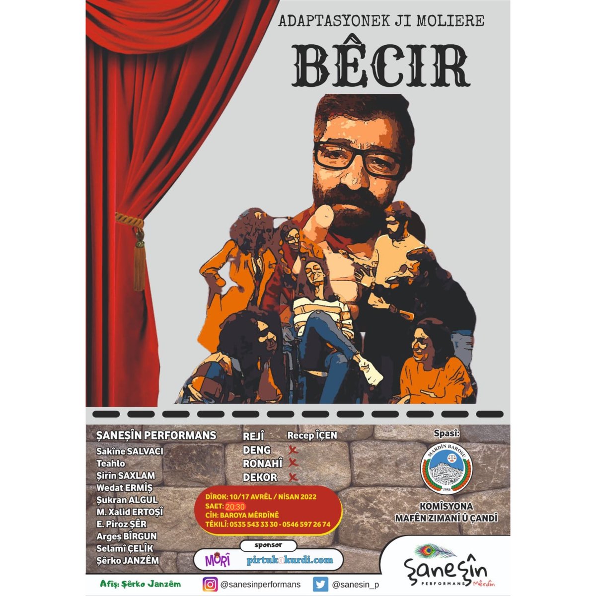 sanesin_p's tweet photo. 📌 BÊCIR
📆 17 Nîsan | Avrêl Yekşem
🕢 20.30
📍 Baroya Mêrdîn
☎️ 0535 543 33 30 
  0546 597 26 74 https://t.co/GsktS2JYfb