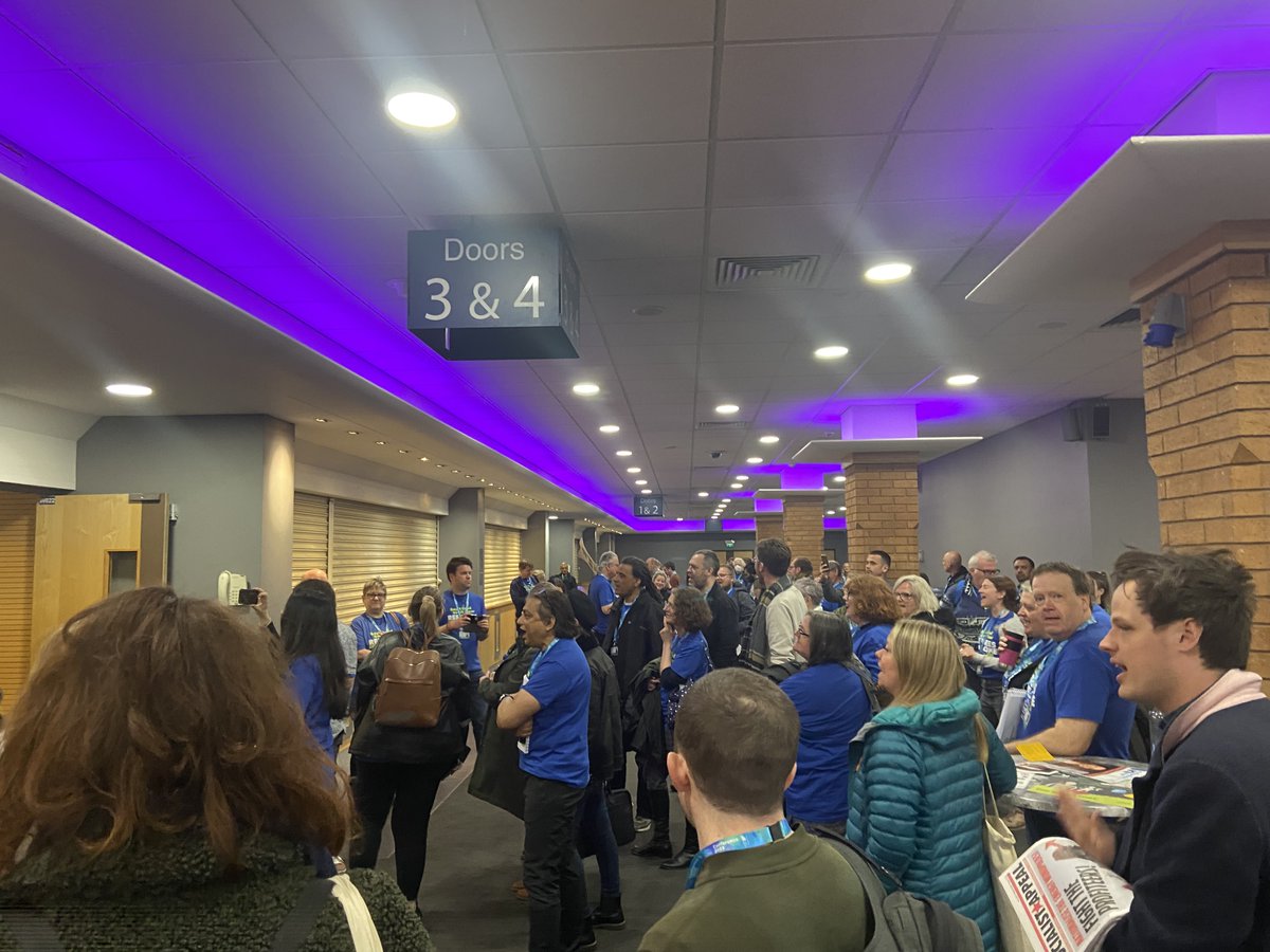 NEUWarks's tweet photo. Mass walk out at the NEU conference as @bphillipsonMP showed that Labour still support Ofsted inspections. @Ofstednews. When will political leaders on both sides listen to eduction professionals? #Protest #AbolishOfsted #ListenToPtofessionals #ProudToBeNEU https://t.co/D2Il7Rco29