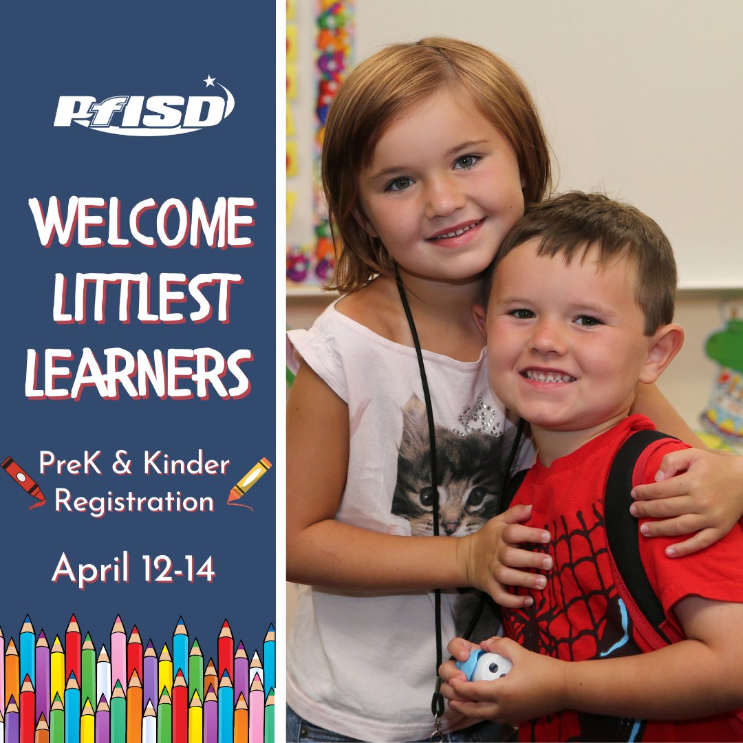 We look forward to welcoming our littlest learners today! 
* See if your child is eligible for our free Pre-K program here: pfisd.net/Page/6207
* Info on PfISD kindergarten here: pfisd.net/Page/8496
* Online registration details here: pfisd.net/domain/232