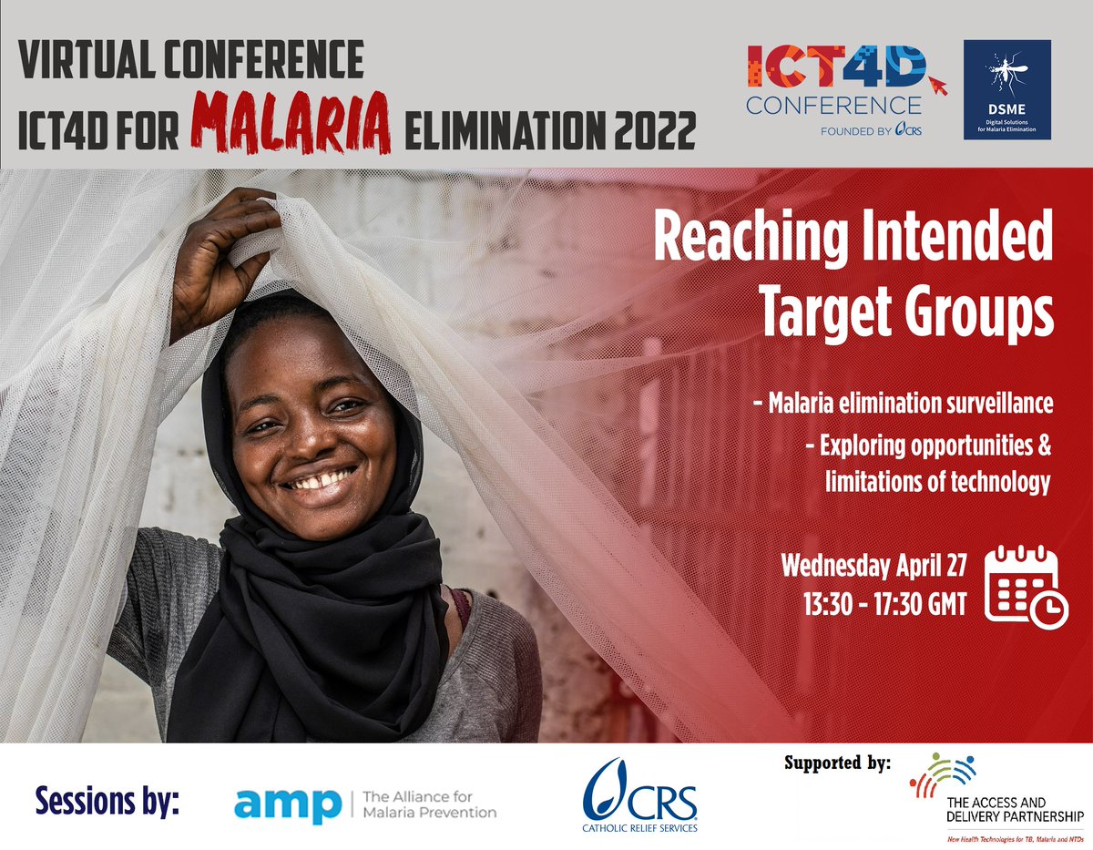How #ICT4D and #digital #tech help to reach the intended target groups with #malaria interventions? 

Discuss on April 27 from 13.30 - 17.30 GMT
🌍 Learn good practices from others 
🫱🏾‍🫲🏿Network with experts in your region

Register for FREE: ict4dconference.org/ict4d-malaria/