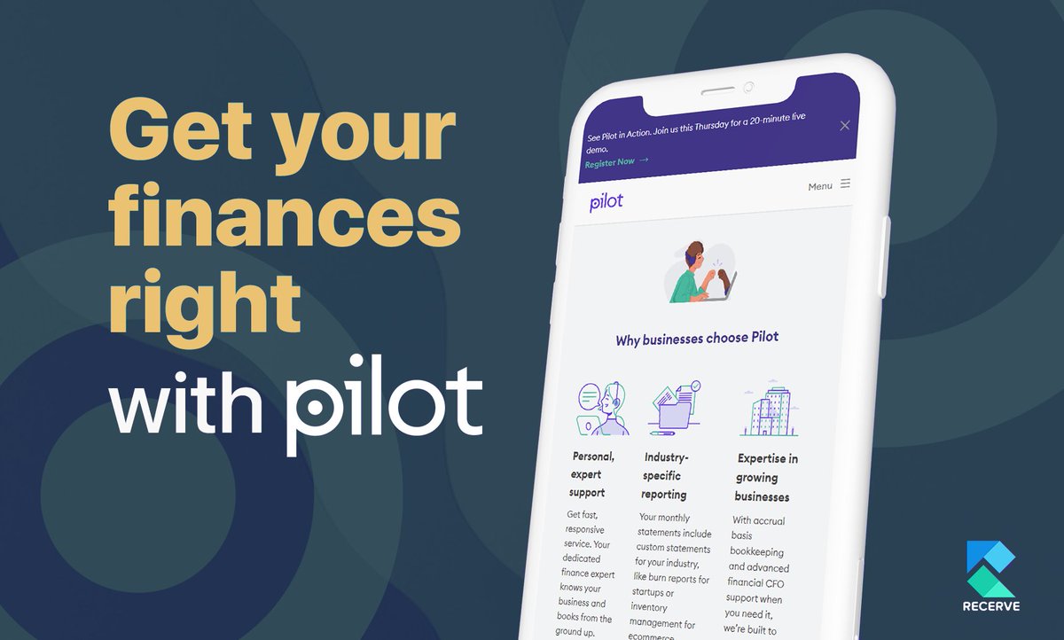 Recerve_Support's tweet image. As a #startup founder, you’ve got a lot to accomplish. This is why our #partner, Pilot, is transforming the way #enterprises manage and optimize all #financial, tax prep and bookkeeping services. Learn more recerve.com