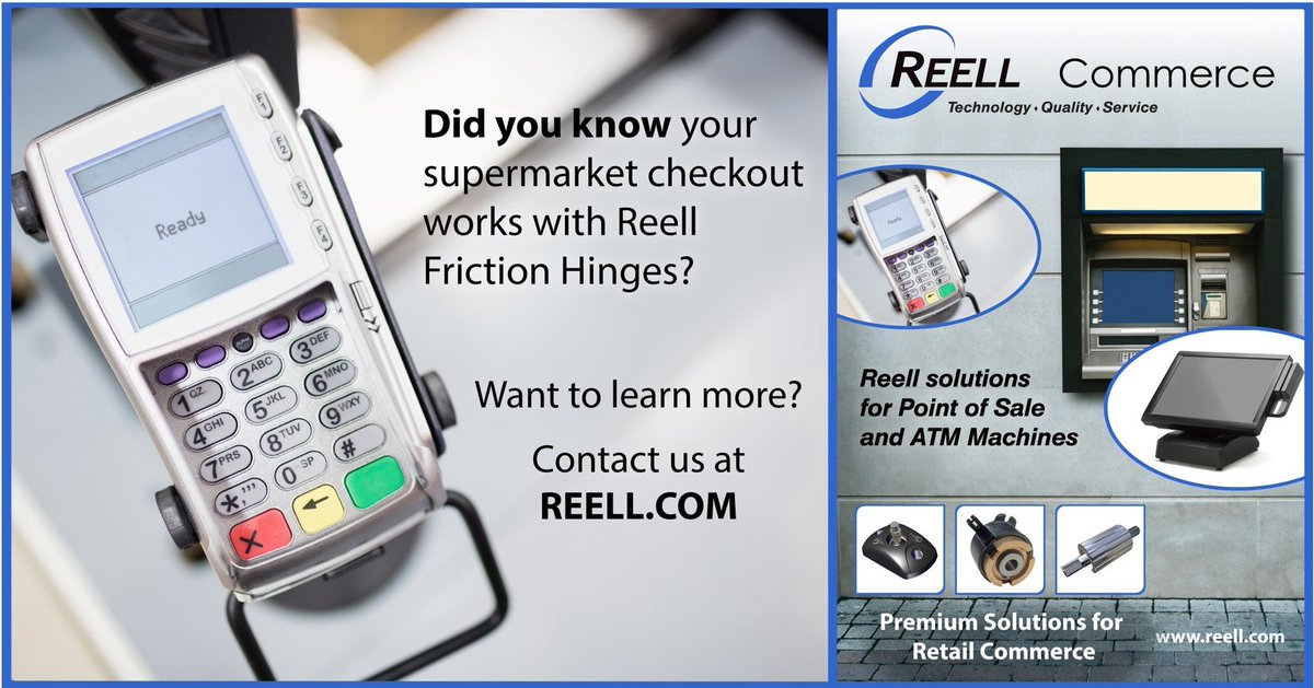 reell's tweet photo. Did you know that you use @Reell's technology nearly every day?  @Reell's products are part of many point of sales solutions.  Learn more at https://t.co/vxbSgKzbLo  #Reell #FrictionHinge #ClutchTechnology #esop https://t.co/GV1GMkSffS