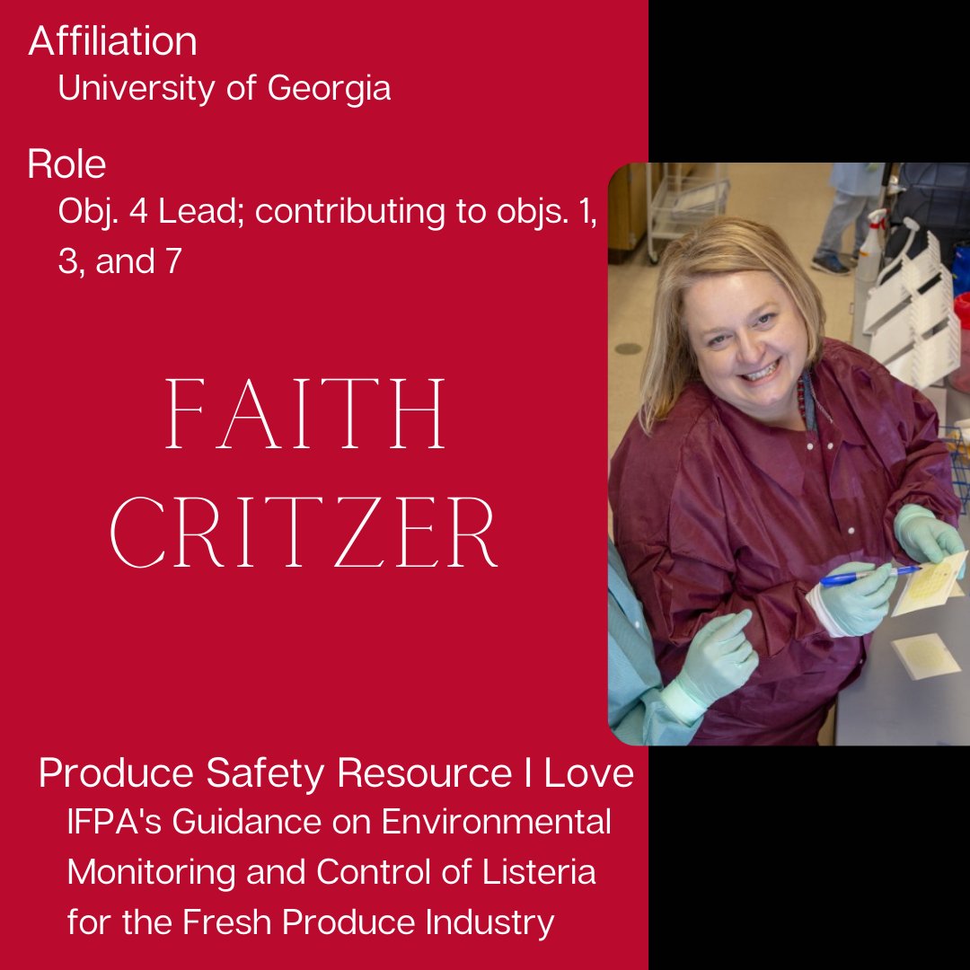 ps_sci's tweet photo. #MeetTheTeamTuesday: Dr. @FaithCritzer with @universityofga is leading #objective4 and contributing to #objective1, #objective3, and #objective7. One of her favorite produce safety resources is the guidance on EMPs for fresh produce on @IntFreshProduce page!
#makeCONTACT https://t.co/ngnrzpa1Lo