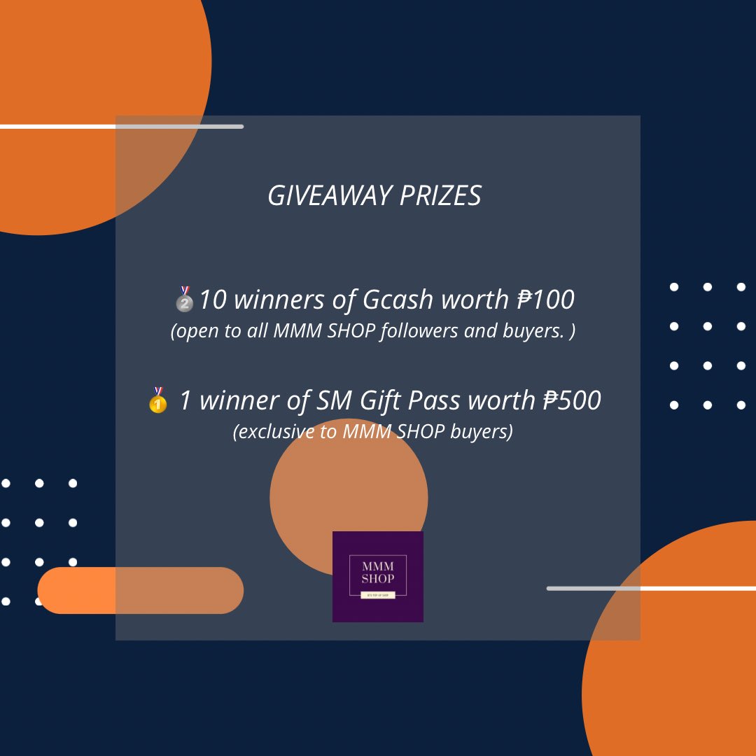 MMMSHOP125's tweet photo. MMM SHOP Anniversary Giveaway 💜

10 winners of ₱100 Gcash and 1 winner of ₱500 SM Gift Pass ‼️

To join:
1. Retweet and like this post
2. Must follow @MMMSHOP125 
3. Tag your friends

Winners will be announced on April 17, 9pm.

#MMMSHOPGiveaways https://t.co/j2Nc6qsvYz