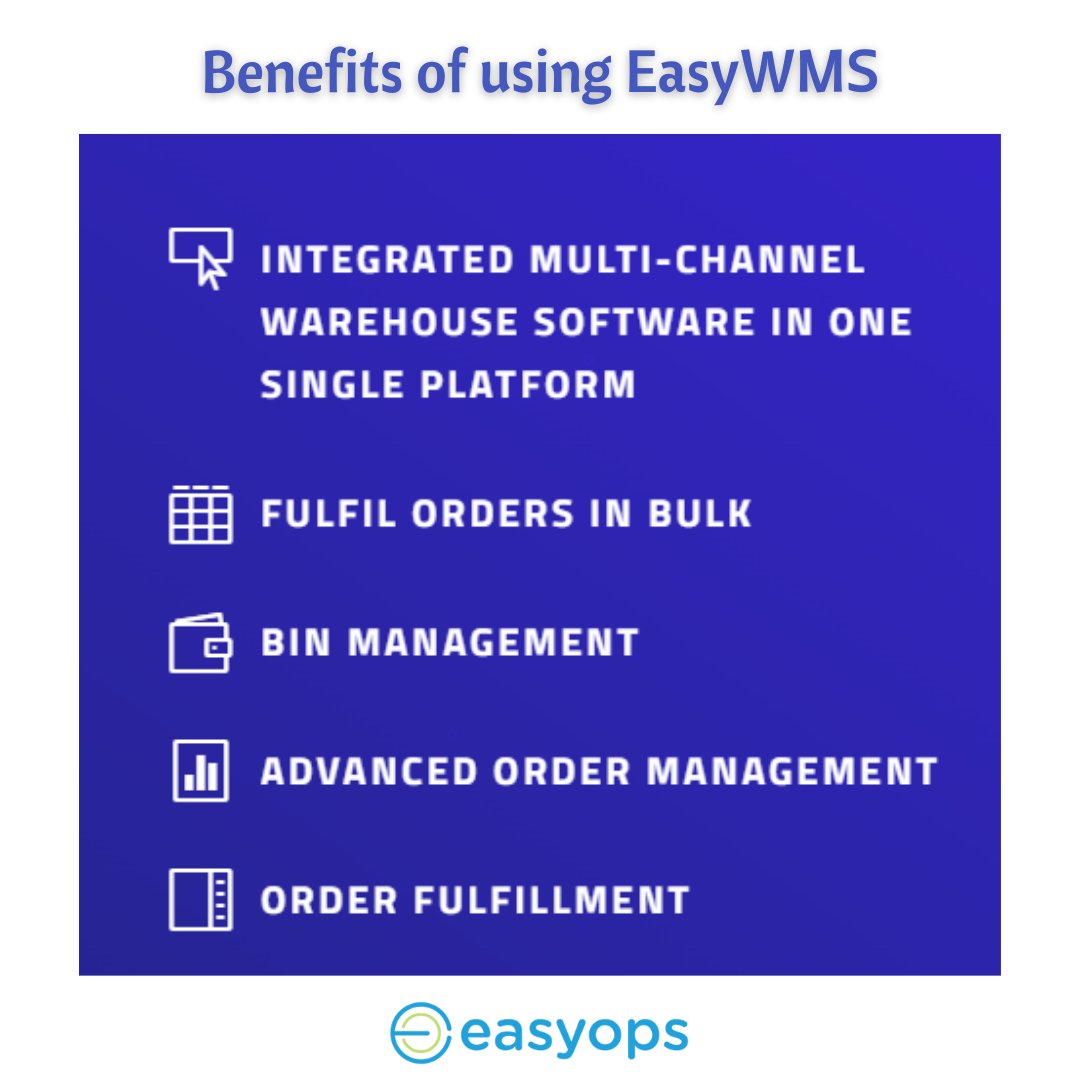 easyops's tweet photo. Getting started with warehousing is simple, &amp; cost-effective. Below are a few benefits of warehouse software EasyWMS. To learn more visit https://t.co/64GRjC0Ulr

#easyops #sellers #ecommerce #business #smallbusiness #tweet100 #amazon #myntra #flipkart https://t.co/P92cA1Grvh