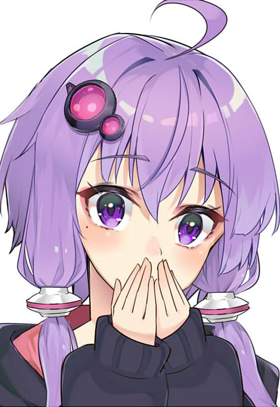 yuzuki yukari 1girl solo purple hair purple eyes hair ornament ahoge white background  illustration images