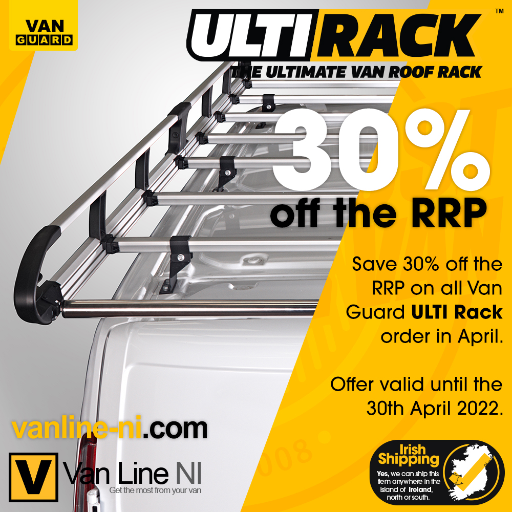 VanLineNI's tweet photo. Save 30% off the RRP on all @VanGuardUK ULTI Rack order this April.
Offer valid until the 30th of April 2022.
Order online now - https://t.co/tN1JWosSid
#roofrack #roofbars #ultirack #vanguard #rhino #aluminiumrack #aluminium #rack #modularrack #modular #van https://t.co/iCZxdzP1y5