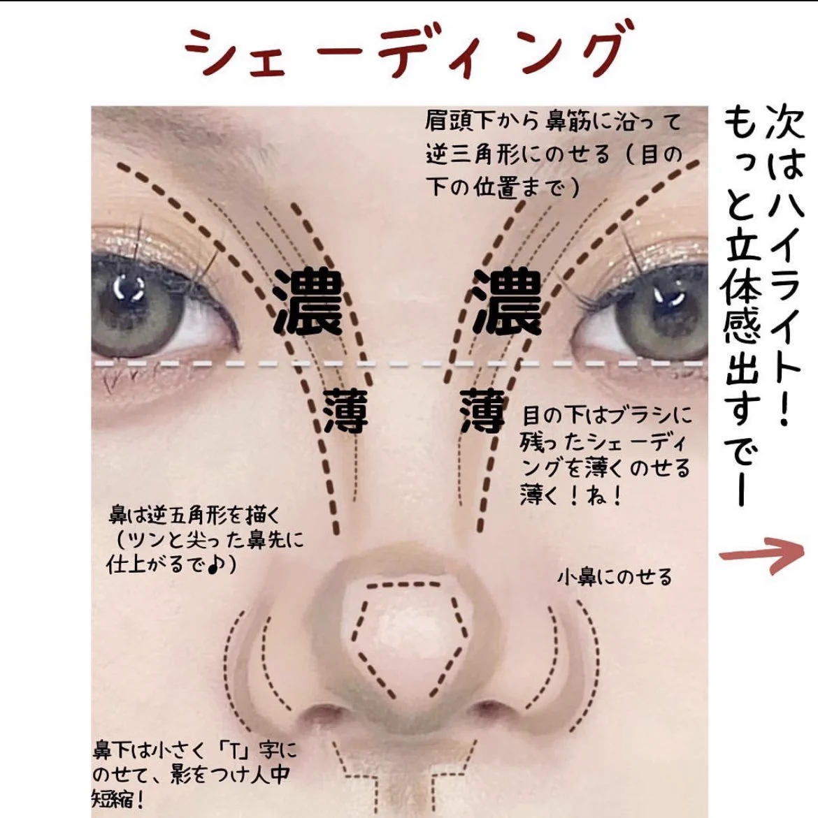 ぺちゃ鼻さん専用！鼻が立体的に見えるメイク術！