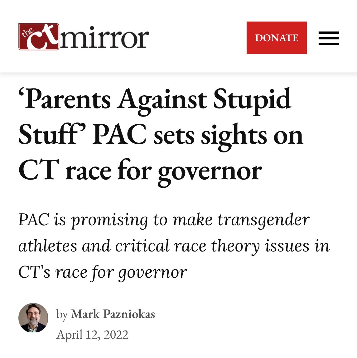 CTDems's tweet photo. Bob Stefanowski thinks attacking trans kids and whitewashing American history is what CT needs.

Another million-dollar Super PAC is setting up – to spread the CRT lie and attack LGBTQ youth.

We will fight them every step of the way. Stefanowski welcomes them to Connecticut. https://t.co/YGC0GM3fSH