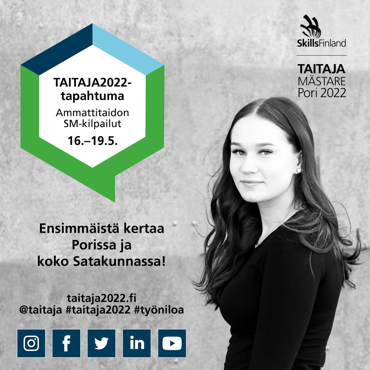 Taitaja2022-tapahtuma saapuu toukokuussa ensimmäistä kertaa Poriin ja koko Satakuntaan. Poikkeusvuosien jälkeen päästään vihdoin kilpailemaan suuren yleisön edessä, huippua! 💚💙
#taitaja2022 #työniloa #mästare2022 #arbetsglädje #ammatillinenkoulutus #winnova #sataedu