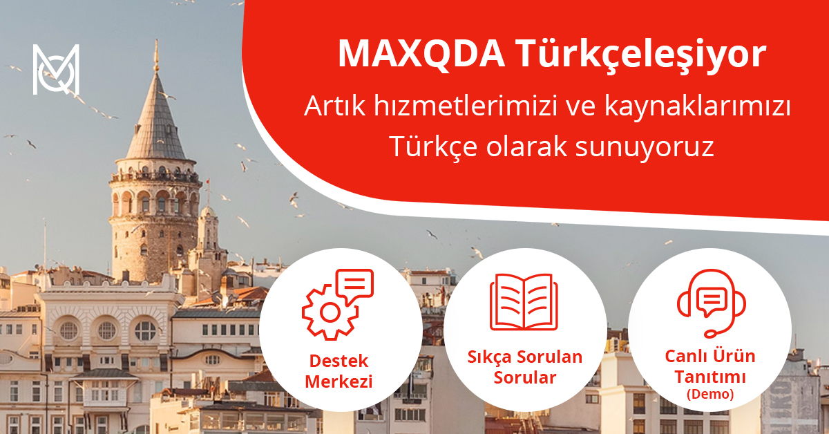 (1/2) Yakın zamanda Türkçe hizmetlerimizi ve kaynaklarımızı genişlettiğimizi bildirmekten mutluluk duyuyoruz!🤩

maxqda.com/lang/tr
#maxqda