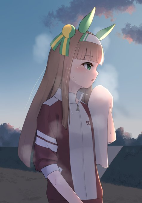 描きました、早朝のトレーニング後のスズカさんを 