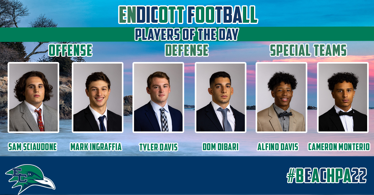EndicottFB's tweet photo. Congratulations to our “Players of the Day,” from Practice 7️⃣ yesterday‼️

#BeachBall 🏖🏈
#BEACHPA22 🌊 https://t.co/d8YaDloFae