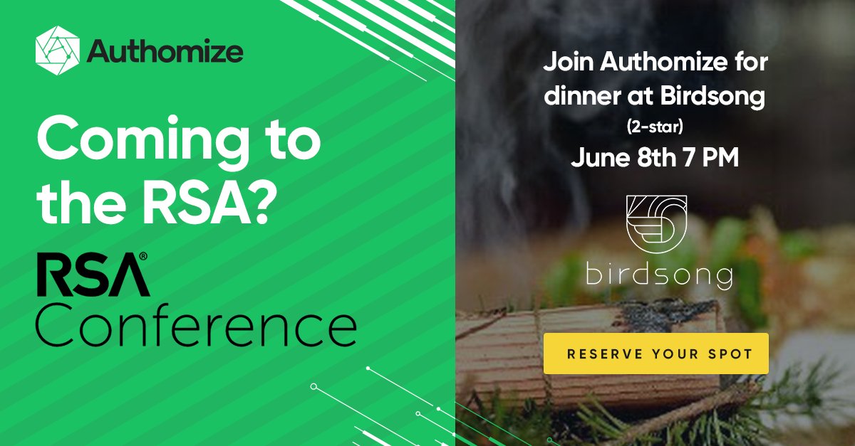 authomize's tweet photo. Join @Authomize at #BirdsongSF on June 8th during RSA Conference for an invite-only dinner event with other cybersecurity leaders.
Reserve your spot now.๐
https://t.co/YCrHm6b5Gh
#cybersecurity #event #rsa #authomize #michelinrestaurant #rsac #RSAC2022 #birdsondsf https://t.co/zKLcs5JIev