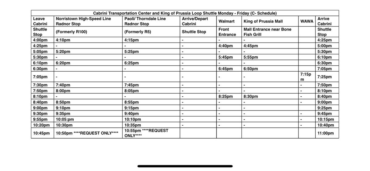 CabriniPubSafe's tweet photo. Updated Shuttle schedule for the remainder of the semester. The Lancaster Ave. Loop shuttle will be canceled for the remainder of the semester  on Saturdays.
@cabriniuniv @CabriniCommuter https://t.co/ei6HTx3OHj