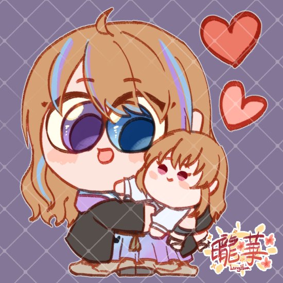 hagi_uwu's tweet photo. 開開心心，喜喜悅悅🌟٩( ᐖ )۶三٩( ᐛ )۶🌟
跟莫琴寶貝的對貼(*/ω＼*)❤️💜💙
我寶貝真的太可愛了啦!!ˊ/////ˋ💕💕💕
終於有我們專屬的對貼了，感動🥺❤️

非常感謝曨華老師接受委託╰(*´︶`*)╯
@Longhua_V 
超級可愛，有夠喜歡的٩(*/ω＼*)و❤️ https://t.co/gXuTPGsqk9