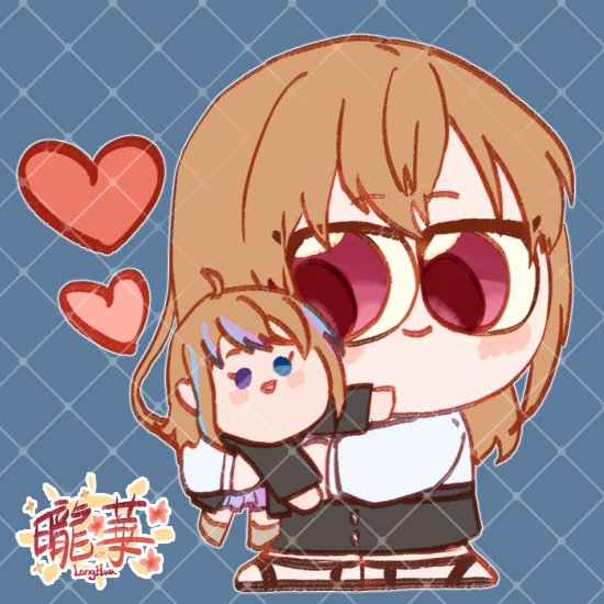 hagi_uwu's tweet photo. 開開心心，喜喜悅悅🌟٩( ᐖ )۶三٩( ᐛ )۶🌟
跟莫琴寶貝的對貼(*/ω＼*)❤️💜💙
我寶貝真的太可愛了啦!!ˊ/////ˋ💕💕💕
終於有我們專屬的對貼了，感動🥺❤️

非常感謝曨華老師接受委託╰(*´︶`*)╯
@Longhua_V 
超級可愛，有夠喜歡的٩(*/ω＼*)و❤️ https://t.co/gXuTPGsqk9