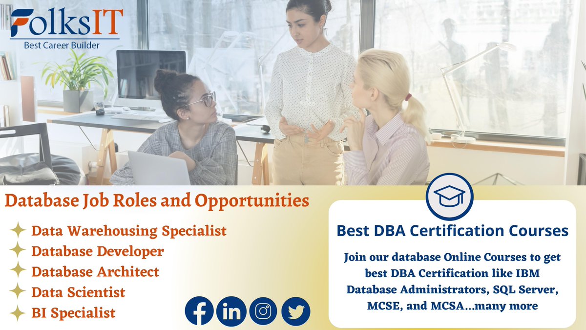 Folksitelearn's tweet image. Learn our most popular #DatabaseOnlineCourses -@ bit.ly/3LZhV5q to become a Database Expert.  Get Started Instantly to get #DatabaseCertifications for multiple courses. Sign Up today!!!
#database  #databasedeveloper #datascientist #mcse #followforfollowback #folksit