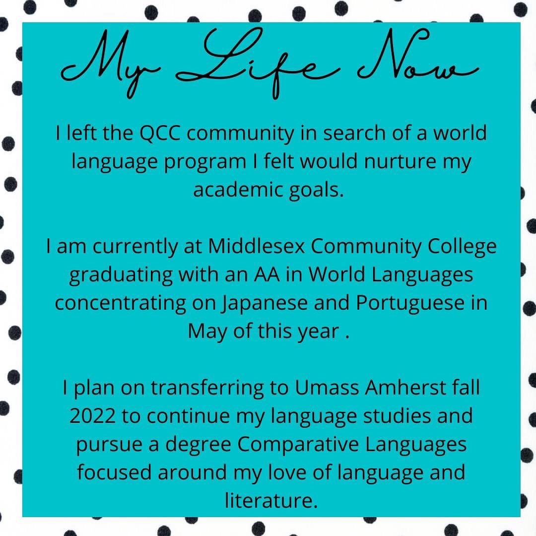 qccgtc's tweet photo. This year, we celebrate 10 years of #GatewayGrads!
#GatewayGrad Serena graduated from Gateway in 2020. Serena is wrapping up her degree in World Languages at Middlesex CC and will transfer to UMASS Amherst in the fall! πππ https://t.co/9eNrcW6XAD