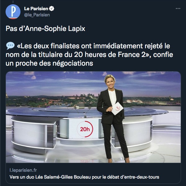 Nain_Portekoi's tweet photo. Ce genre d'élimination ça équivaut à recevoir le titre de Meilleure journaliste de France. https://t.co/g9bd3dfSHj