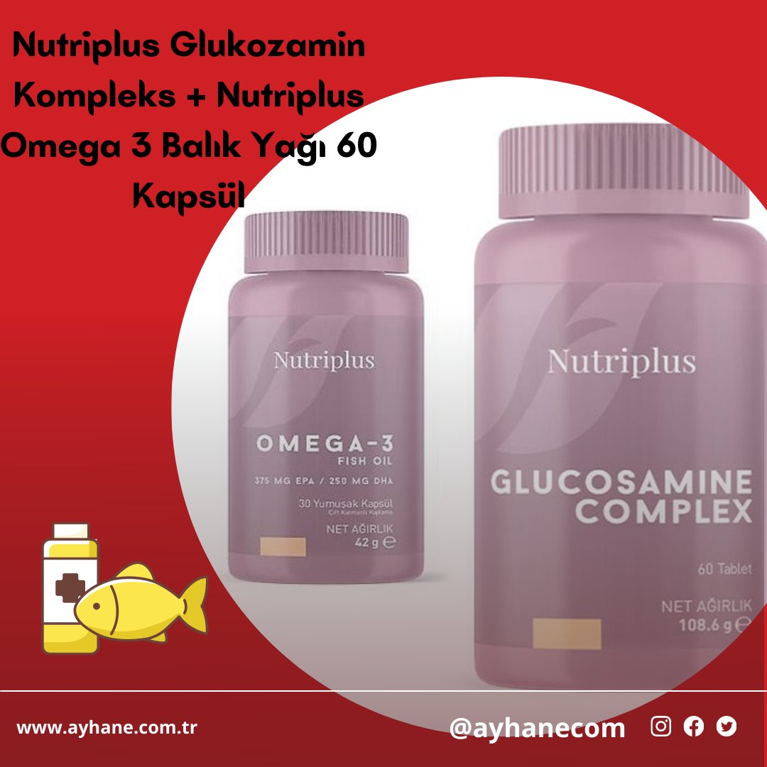 ayhanecom's tweet photo. Nutriplus Glukozamin Kompleks+ Nutriplus Omega 3 Balık Yağı 60 Kapsül 

Ürün için: https://t.co/EVbUFK4FZv

#Trending  #nutriplus  #vitamin #balıkyağı  #kesfet  #omega3 https://t.co/XtWQ2TLXLo