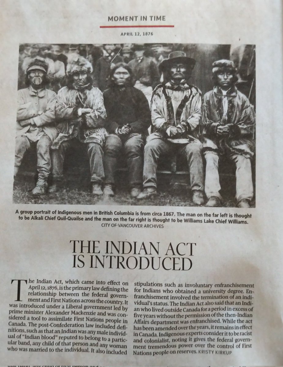 146 years ago today, the Indian Act became a racist, colonialist law that stole lands, stole children, and continues to destroy generations. .<a href="/AngelaSterritt/">Angela Sterritt 📘</a> .<a href="/cblackst/">Cindy Blackstock</a> .<a href="/Pam_Palmater/">Pam Palmater</a> .<a href="/waub/">Waubgeshig Rice</a> .@afixedaddress .<a href="/JorgeBarrera/">Jorge Barrera</a> .<a href="/kkirkup/">Kristy Kirkup</a> .<a href="/TanyaTalaga/">Tanya Talaga</a> .<a href="/WillowFiddler/">Willow Fiddler</a>