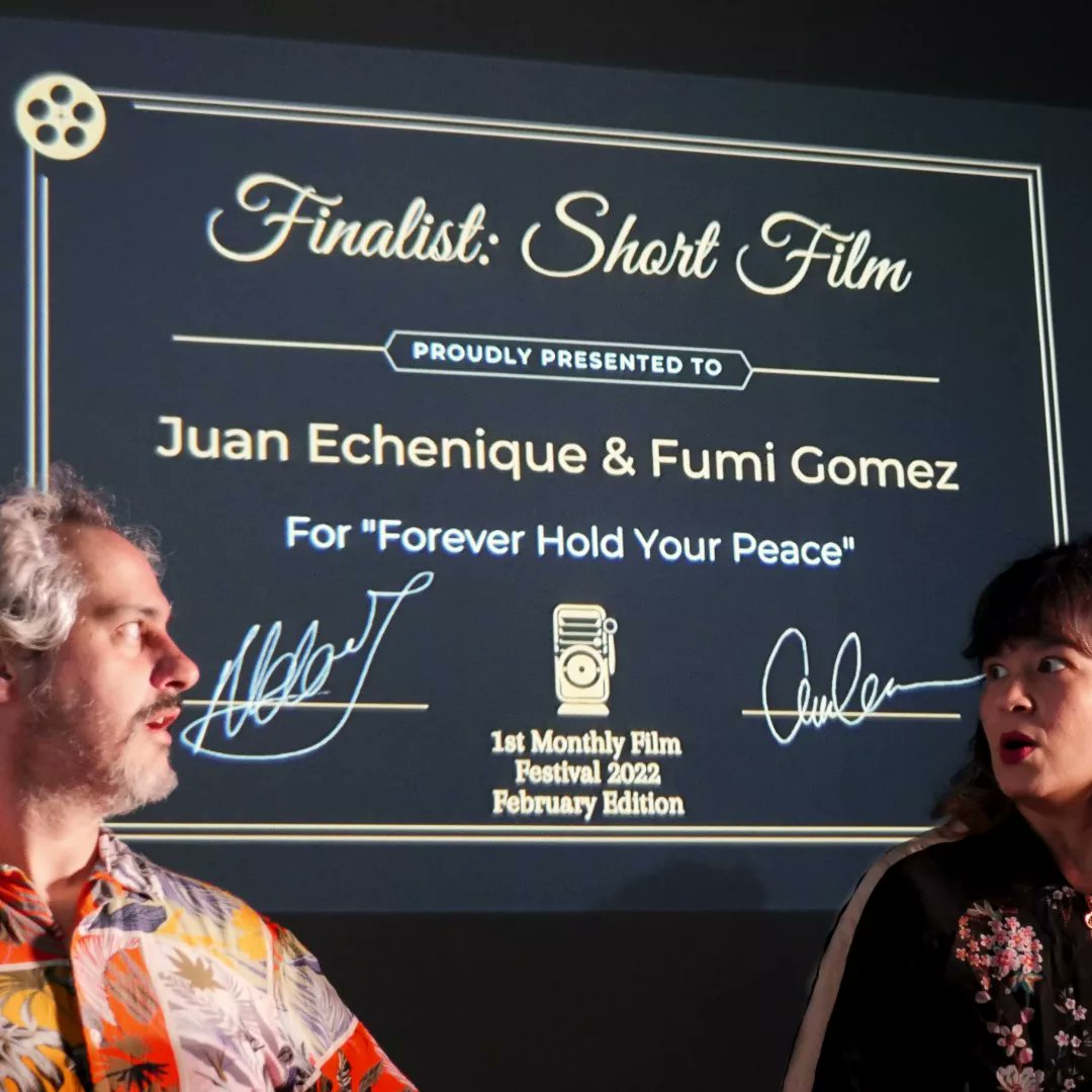 fumigoation's tweet photo. Us feeling proud &amp; then surprised we've got good news! 
#ForeverHoldYourPeace #shortfilm actors @regentsuni by insanely talented @MrJuanEchenique co-directed by both. Will premiere online April 15 6pm UKtime for 24 hours on @paus_tv  https://t.co/9ignleamRk its free!Tips welcome! https://t.co/6fVd5XT4ou