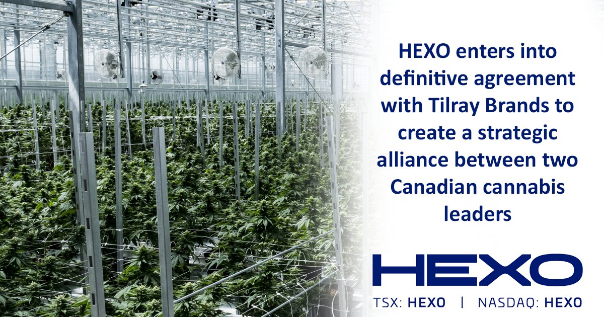 HEXO Enters Into Definitive Agreement With Tilray Brands to Create a Strategic Alliance Between Two Canadian Cannabis Leaders
bit.ly/3rjLfeQ