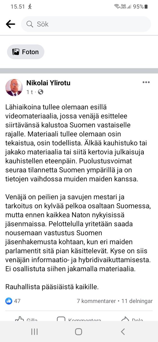 KKronvall's tweet photo. Lainaan Facebookista tämän viestin tähän. https://t.co/cgVnA7yt9T