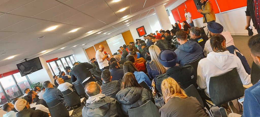 DevTrehan's tweet photo. So grateful to everyone who came to @leytonorientfc last night to celebrate South Asians in Football 🙏 250 folks travelled from as far afield as #Blackburn #Derby #Hereford #Leicester &amp; #Newcastle. Clear message - The game needs to deliver for British South Asians in Football ⚽️ https://t.co/07bHBwg4oo