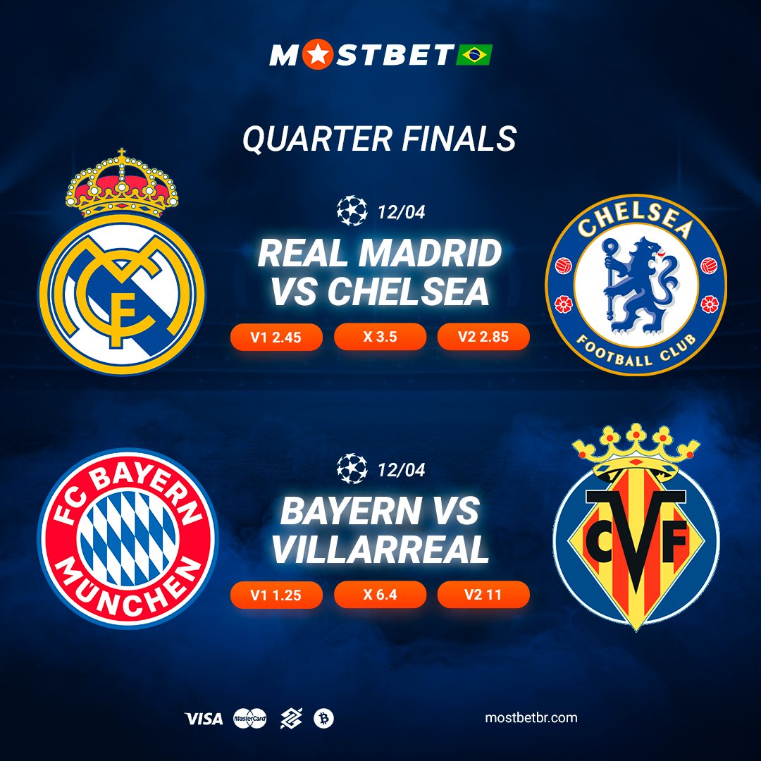 HOJE tem #UEFAchampionsleague !

Aposte no jogo de hoje e ganhe conosco!! 💰💰💰 🔥🔥

#QuarterFinal
⚽ #RealMadrid vs #Chelsea
⚽ #Bayern vs #Villarreal

📆- 12/04

🤑Por tempo limitado: cupom TOTTIBR ao se cadastrar para receber um bônus imbatível!

👉mostbetbr6.site💰