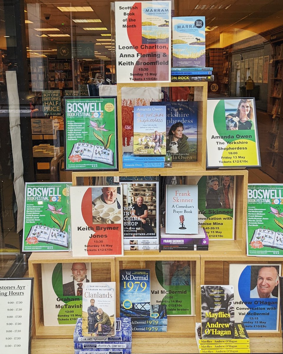 bozzyfest's tweet photo. “I rattled down the high street in high elevation of spirits” after spotting the wonderful #BozzyFest window display in @WaterstonesAyr. 🤩
Doesn’t it look good? https://t.co/kYVgn0sI0F