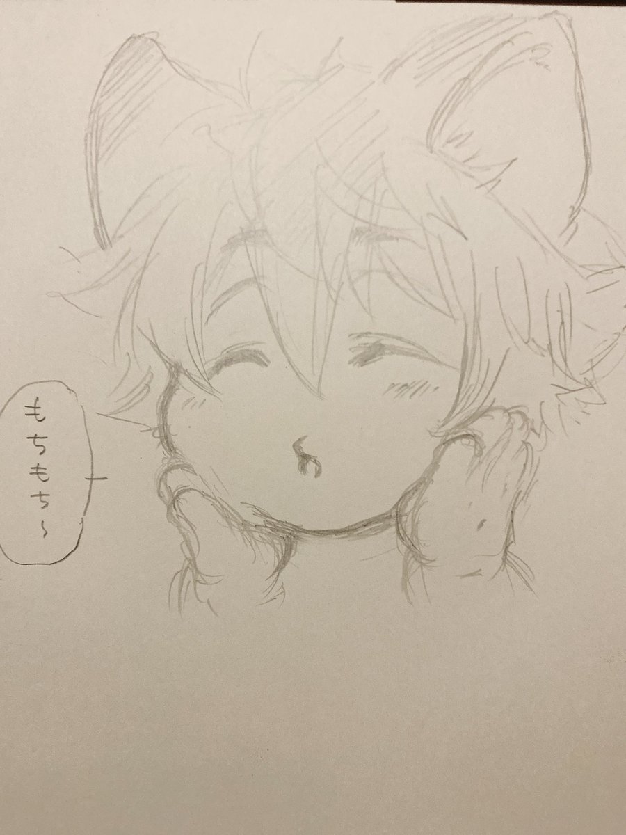 #twst_BL レオラギ前提
※※年齢操作注意※※

自分のもちもちほっぺを堪能するショタ🍩 