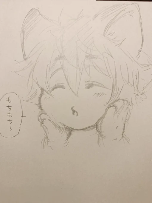 #twst_BL レオラギ前提
※※年齢操作注意※※

自分のもちもちほっぺを堪能するショタ🍩 