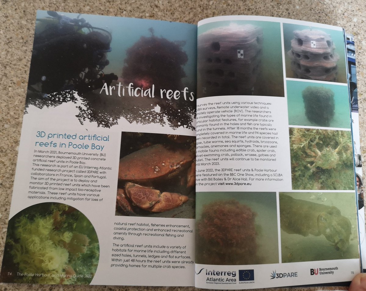 AHall_Marine's tweet photo. Me and the #3DPARE artificial reef units made it into the @PooleHarbourC Poole Harbour Guide again! Can you spot me?? 🤿🐟🌊🦀 @AtlanticArea @BU_Research @bournemouthuni @rick7575 @SamDGreenhill https://t.co/DdMLhzxgJt